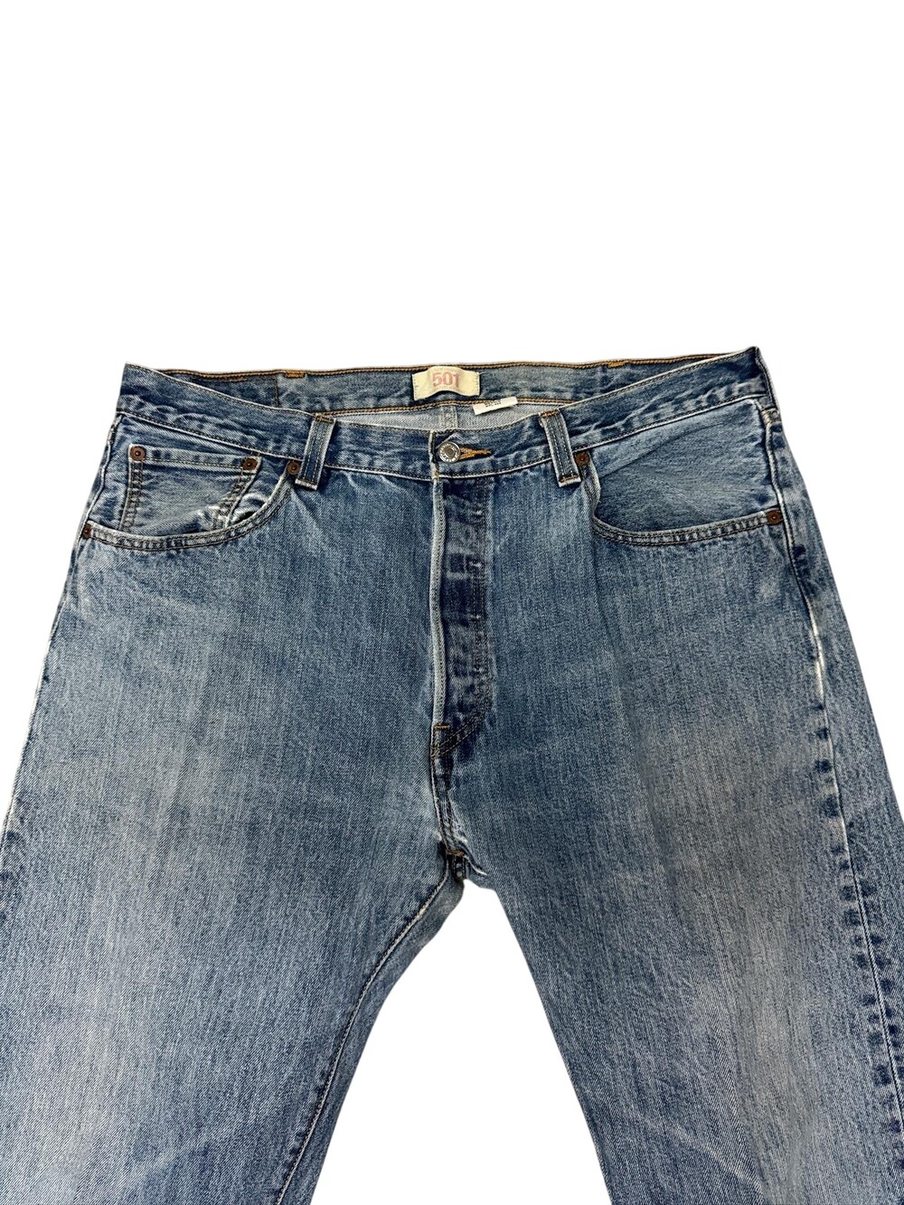 Levis 501 Jeans Mens 38x33 Blue Medium Wash Straight Denim Button Fly Mexico y2k